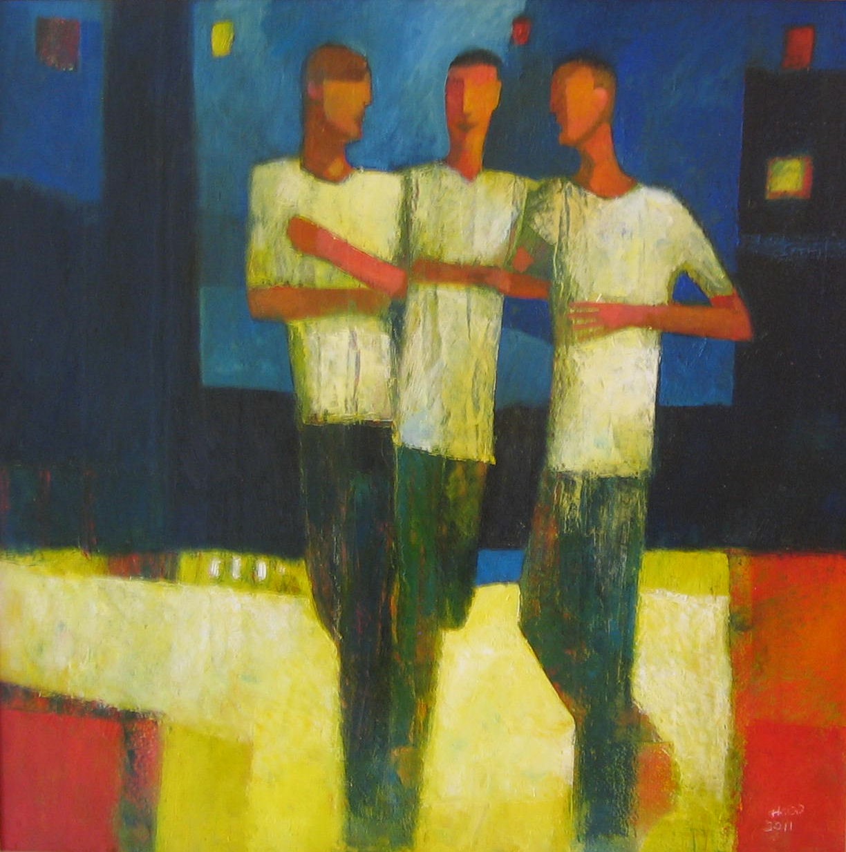 'Three Revellers With Floating Lanterns' by artist Jonathan Hood